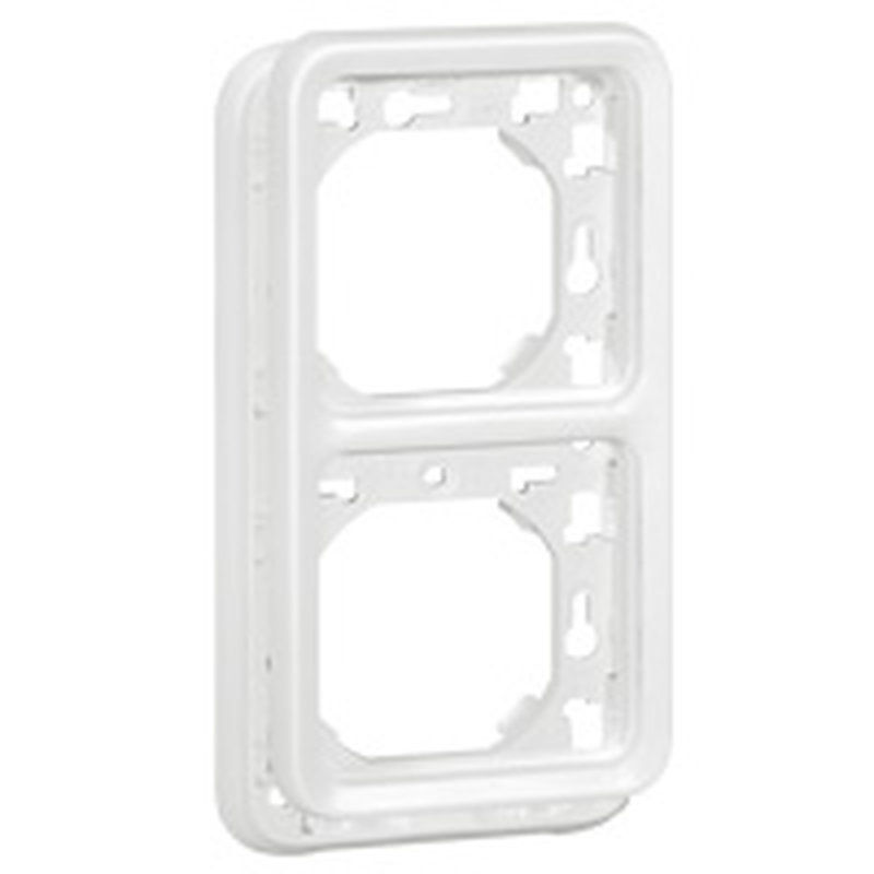 Legrand 070749 - Support plaque 2postes verticaux Plexo composable IP55 blanc Artic antimicrobien