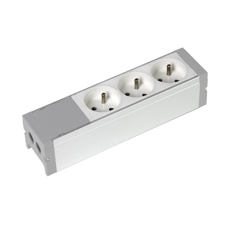 Legrand 073400 - Bloc nourrice équipé de 3 prises 2P+T à câbler