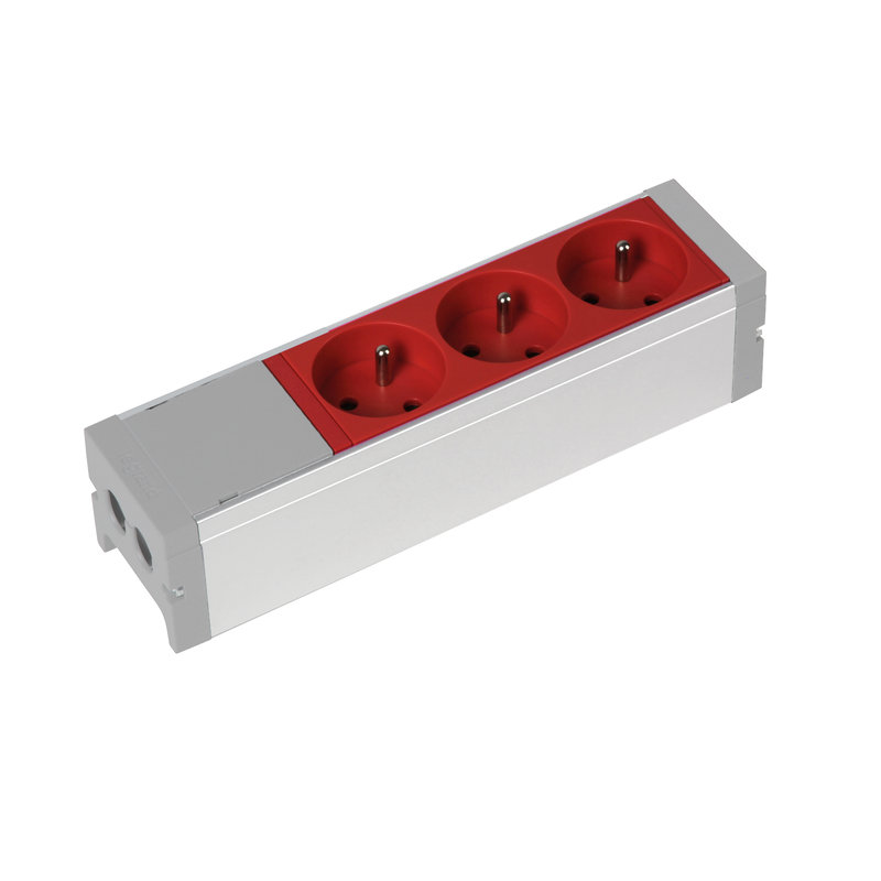 Legrand 073403 - Bloc nourrice équipé de 3 prises 2P+T à détrompage à câbler
