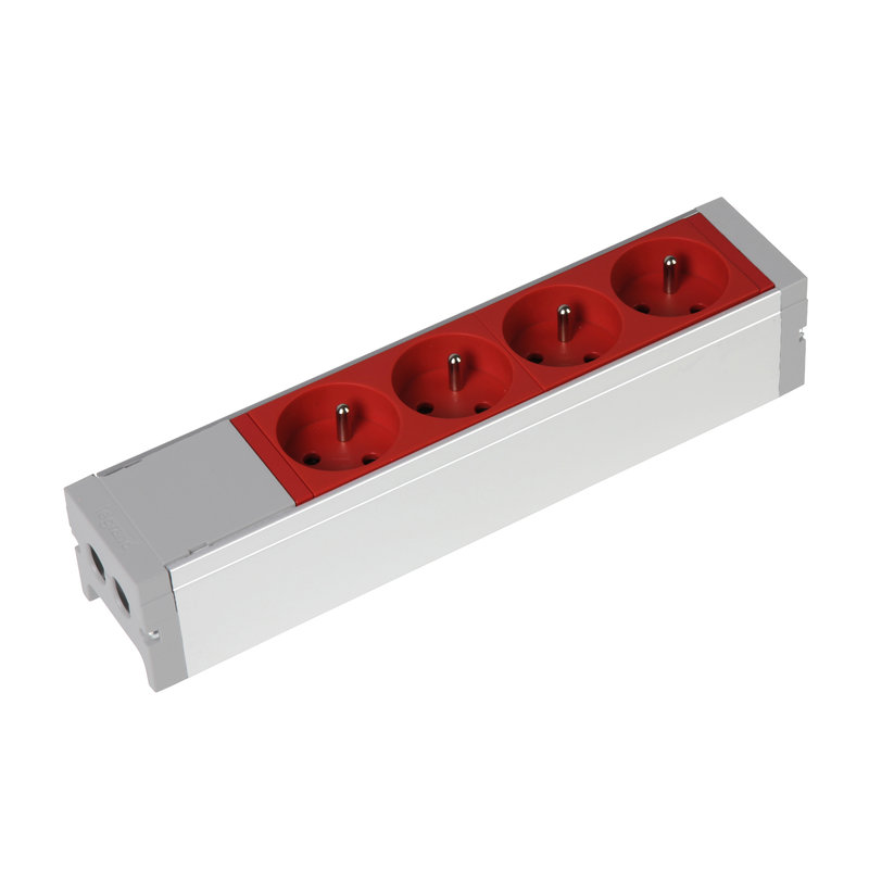 Legrand 073404 - Bloc nourrice équipé de 4 prises 2P+T à détrompage à câbler