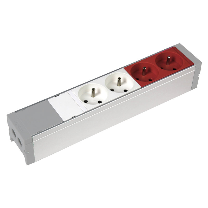Legrand 073405 - Bloc nourrice équipé de 2 prises 2P+T et 2 prises 2P+T à détrompage à câbler