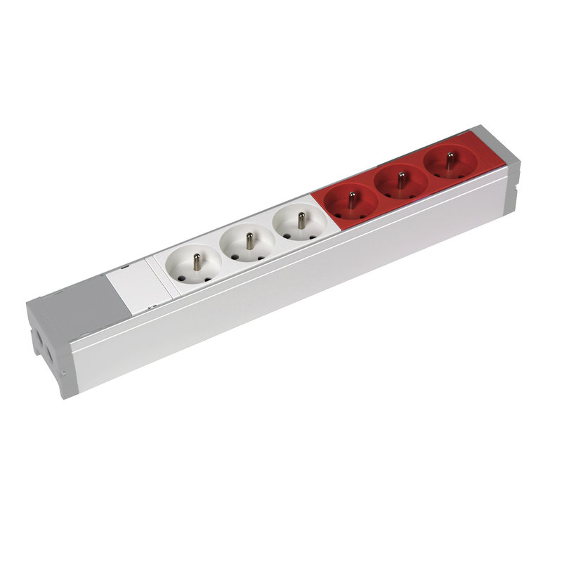 Legrand 073406 - Bloc nourrice équipé de 3 prises 2P+T et 3 prises 2P+T à détrompage à câbler