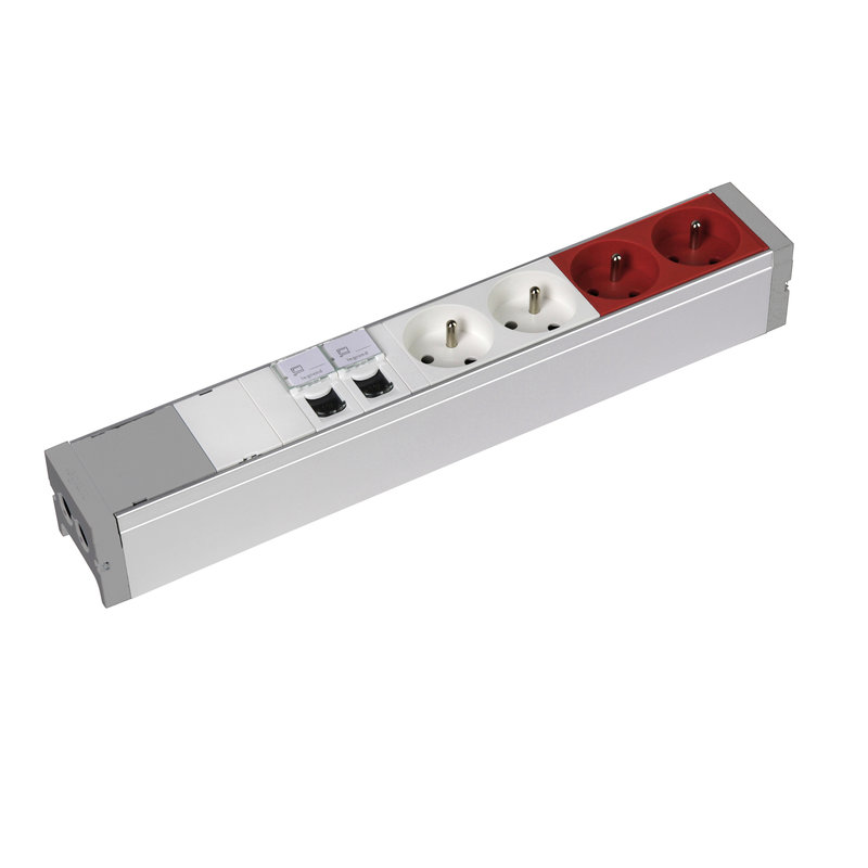 Legrand 073419 - Bloc nourrice équipé -2x2P+T + 2x2P+T à détrompage + 2 RJ45 cat.6 FTP-à câbler