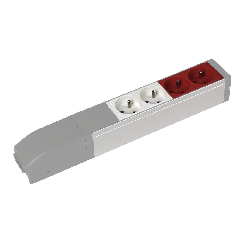 Legrand 073454 - Bloc nourrice équipé de 2 prises 2P+T et 2 prises 2P+T à détrompage à connecter