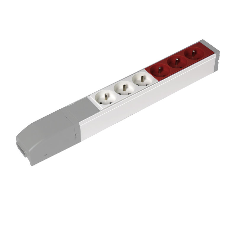 Legrand 073455 - Bloc nourrice équipé de 3 prises 2P+T et 3 prises 2P+T à détrompage à connecter