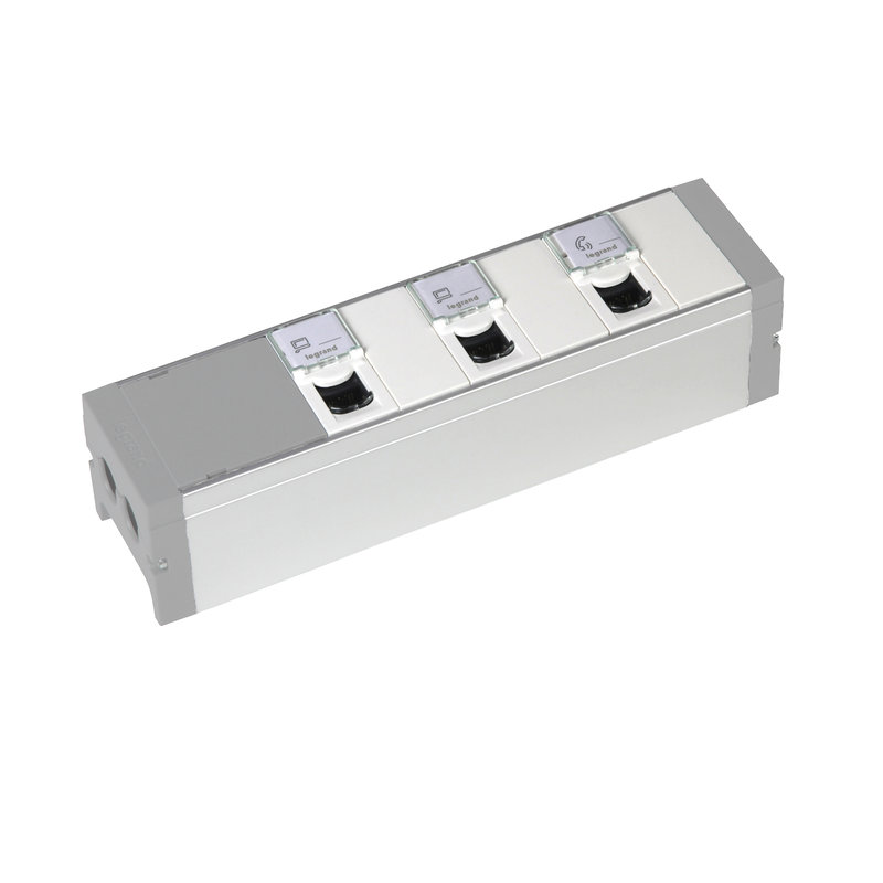 Legrand 073496 - Bloc nourrice équipé de 3 prises RJ45 catégorie 6 FTP + 3 obturateurs à câbler