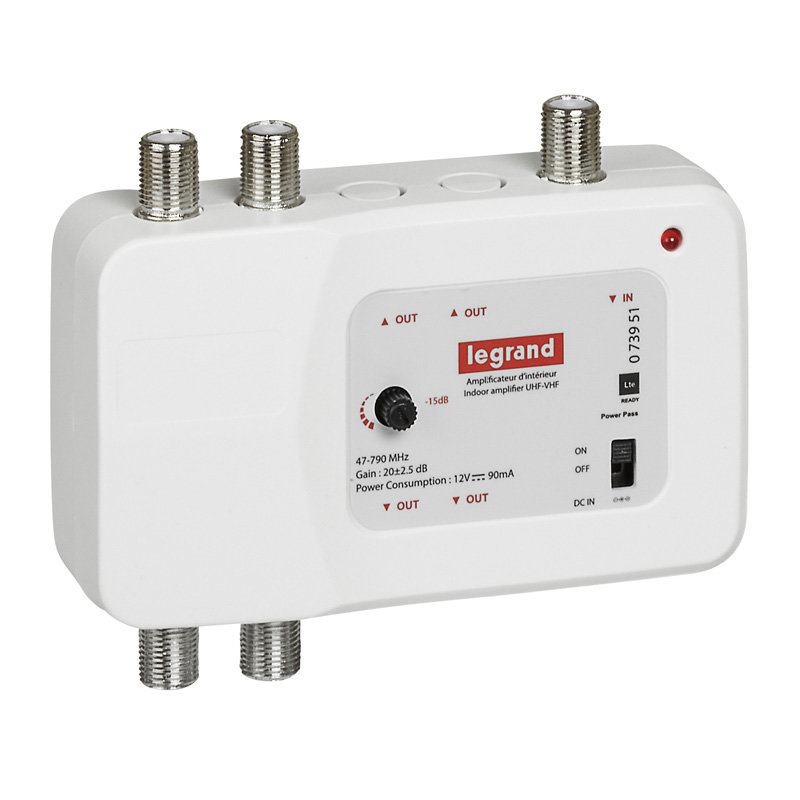 Legrand 073951 - Amplificateur TV - UHF + VHF - 862 MHz - 1 entrée - 4 sorties