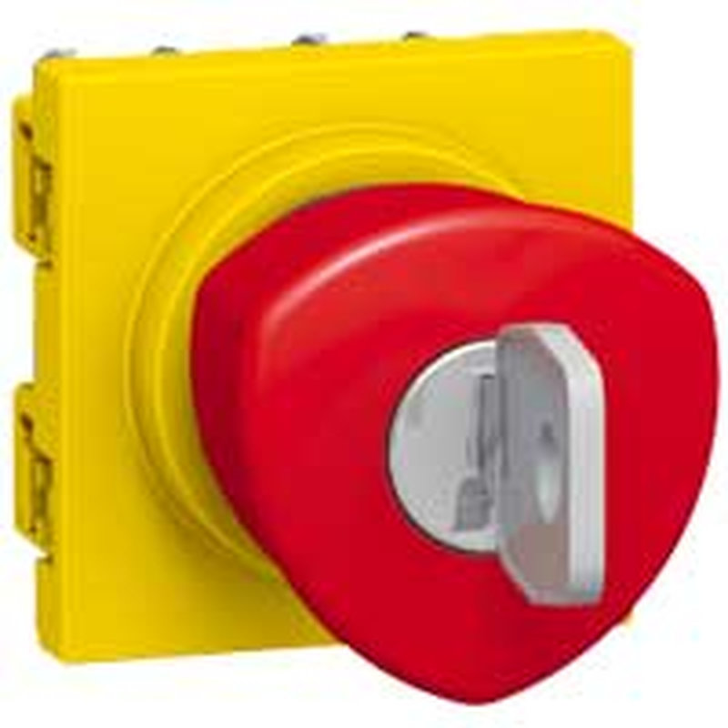 Legrand 076601 - Poussoir coup de poing d'arrêt d'urgence Mosaic - à clé - 2 modules -rouge/jaune