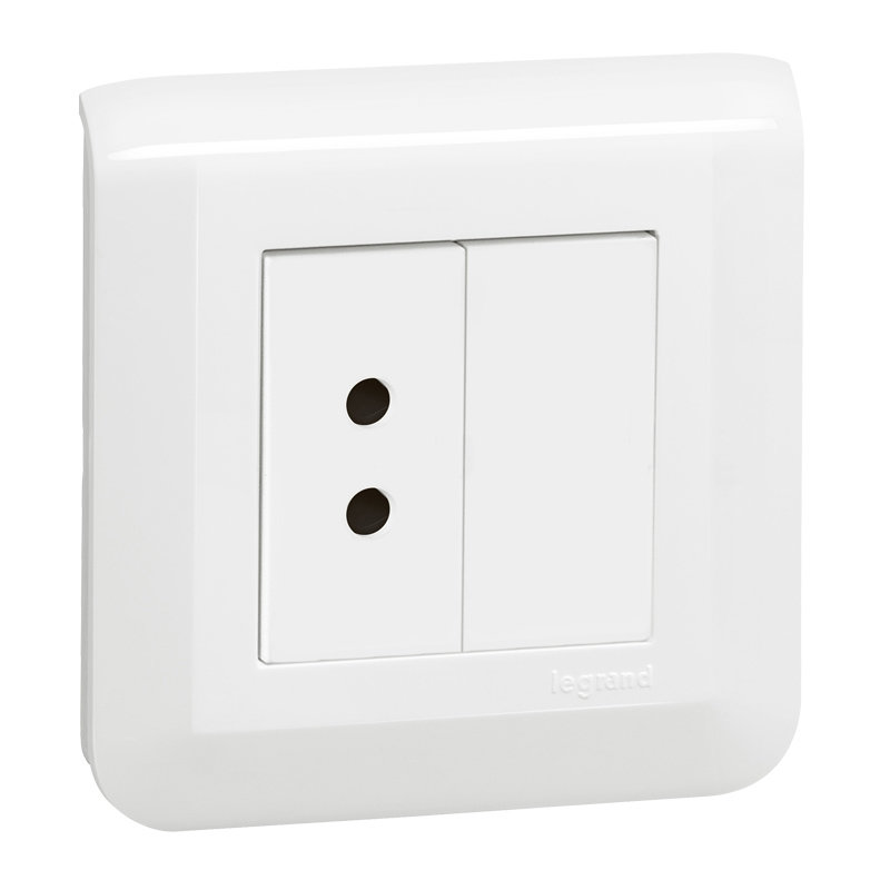 Legrand 076663L - Prise poire d'appel/alarme biomédicale Mosaic -entraxe 12mm - avec plaque