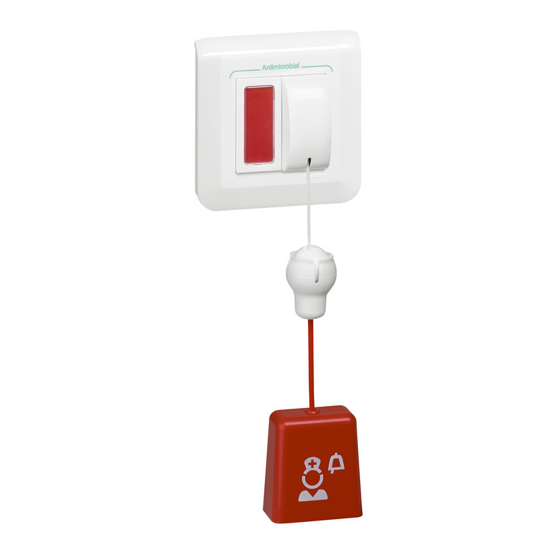 Legrand 076664L - Bloc d'appel sanitaire avec poussoir à tirette verticale et voyant à LED Mosaic