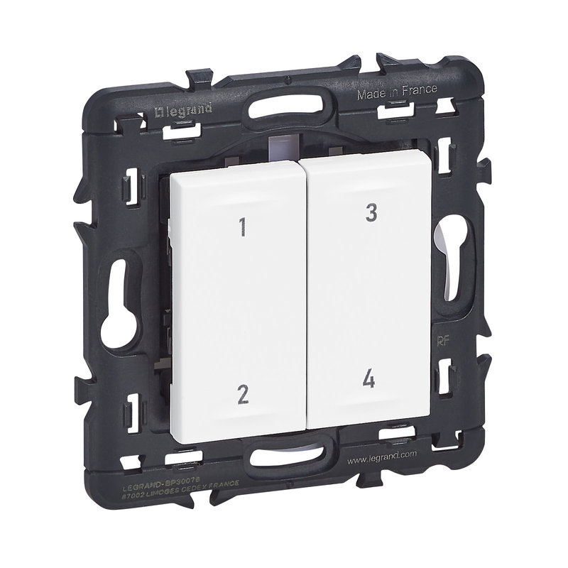 Legrand 077026L - Commande 4 scénarios sans fil sans pile Mosaic with Netatmo - blanc