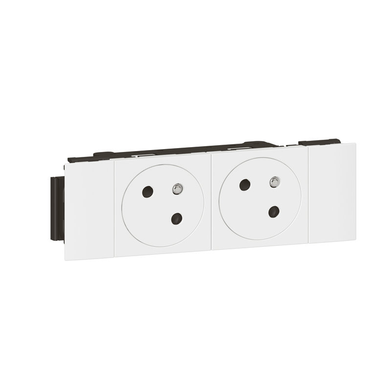 Legrand 077102L - Prise 2x2P+T Surface Mosaic Soluclip pour goulotte clippage direct - blanc