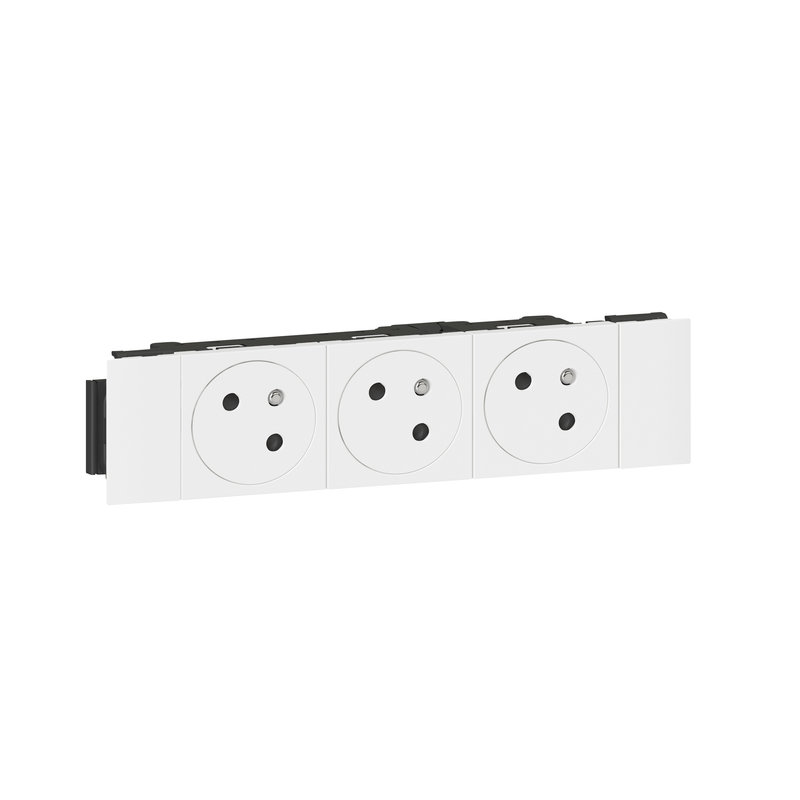 Legrand 077103L - Prise 3x2P+T Surface Mosaic Soluclip goulotte clippage direct 6 modules - blanc