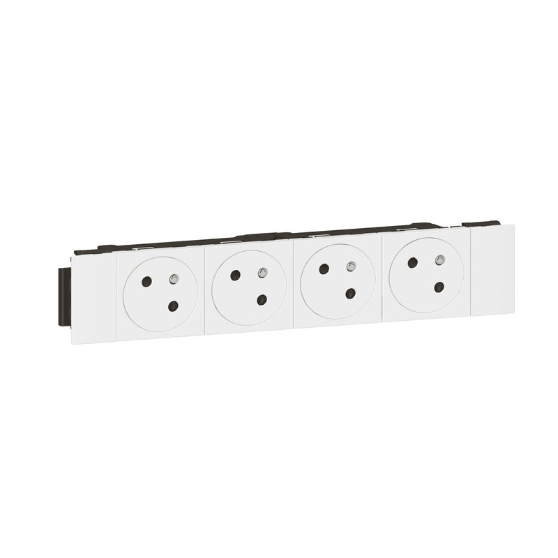 Legrand 077104L - Prise 4x2P+T Surface Mosaic Soluclip goulotte clippage direct 8 modules - blanc