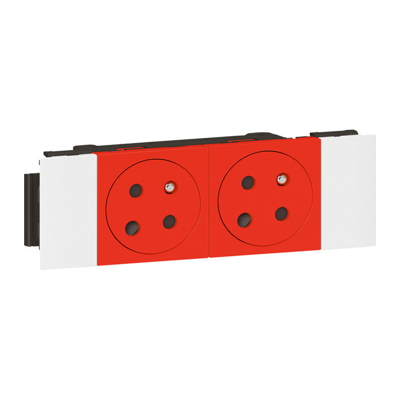 Legrand 077122L - Prise 2x2P+T Surface Mosaic Soluclip goulotte clippage direct 4 modules -rouge