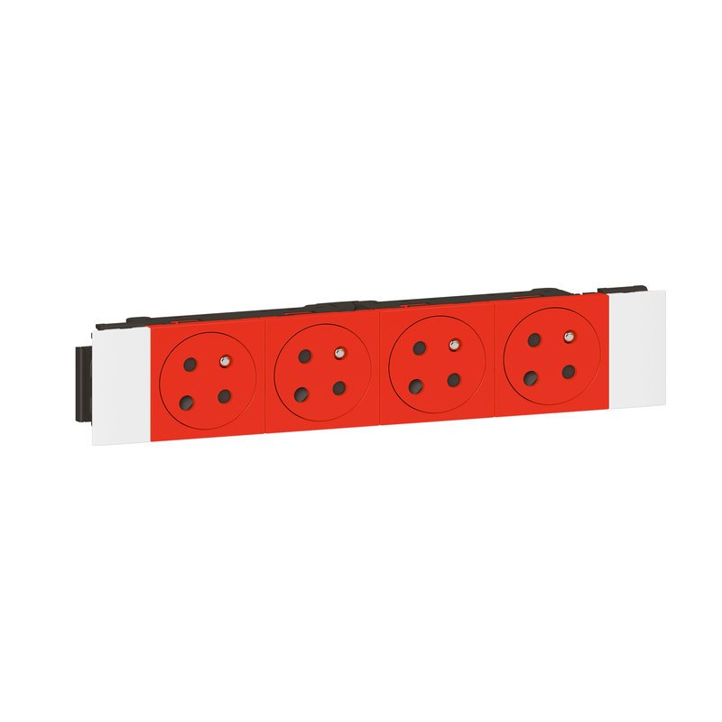 Legrand 077124L - 4 prises 2P+T Surface détrompage Soluclip goulotte Mosaic à clippage direct 8mod