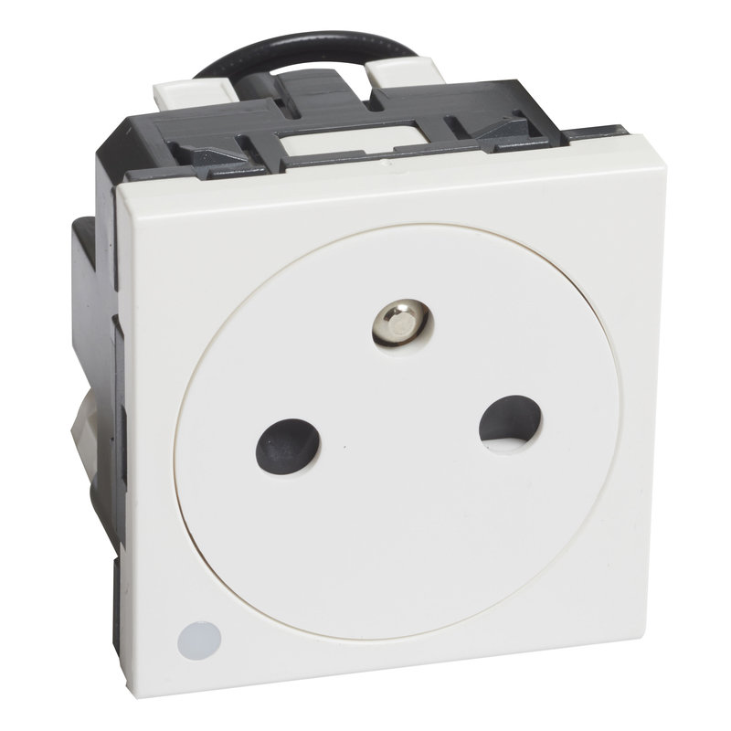 Legrand 077135 - Prise 2P+T Surface avec voyant Mosaic - bornes auto - 2 mod blanc antimicrobien