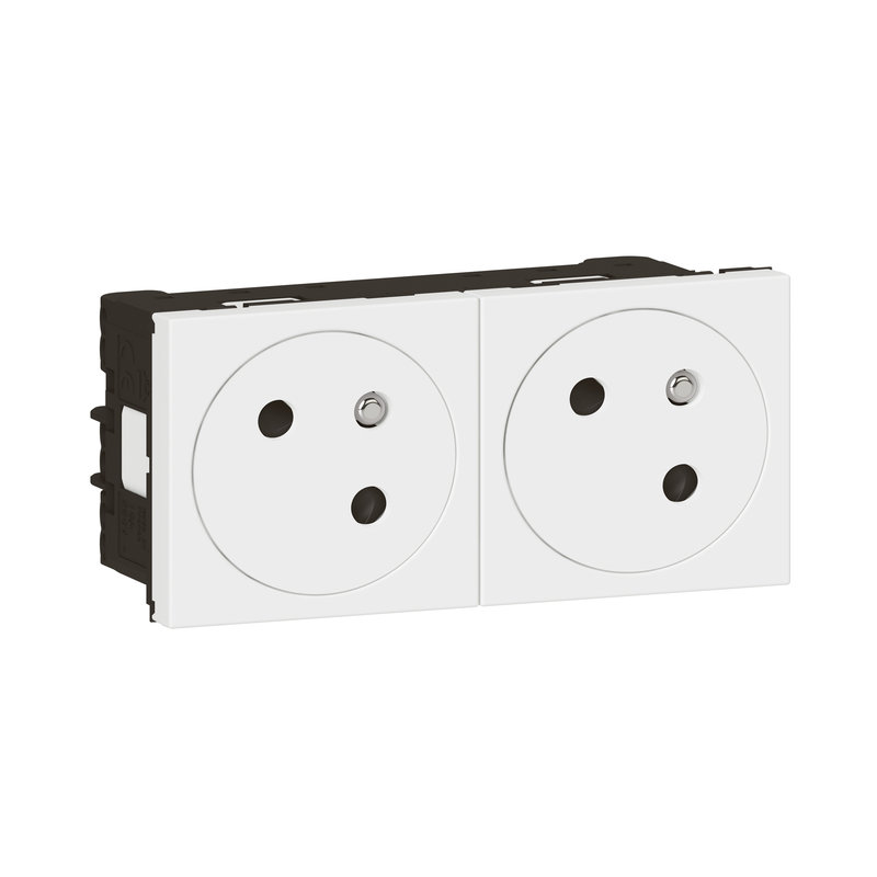 Legrand 077142L - Prise 2x2P+T Surface Mosaic Link à raccordement latéral 4 modules - blanc
