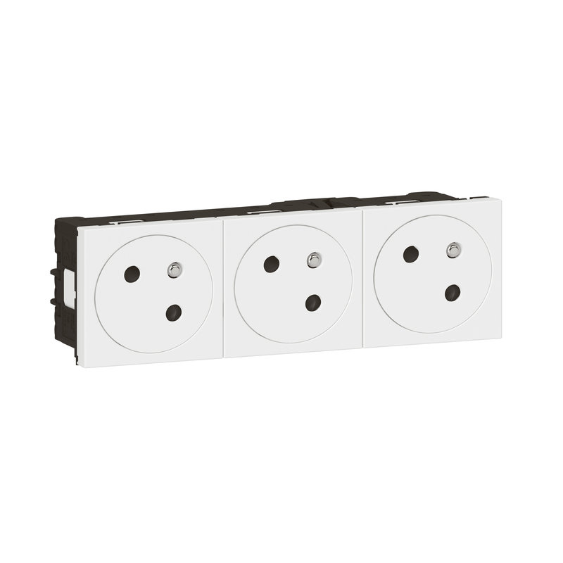 Legrand 077143L - Triple prise de courant 2P+T Surface Mosaic Link racc latéral 6 mod - blanc