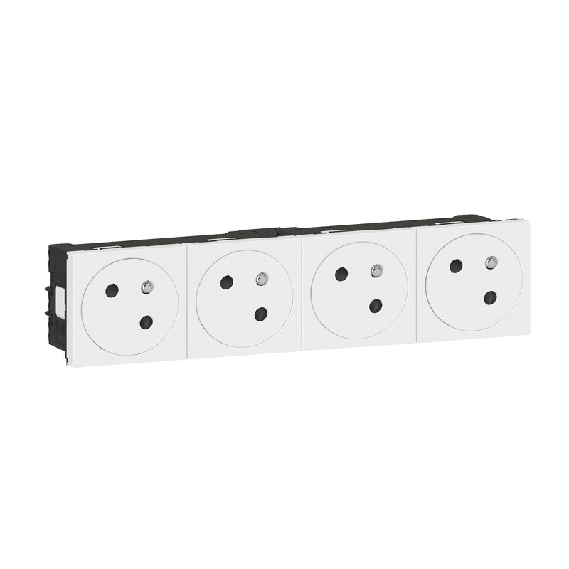 Legrand 077144L - Prise 4x2P+T Surface Mosaic Link à raccordement latéral 8 modules - blanc