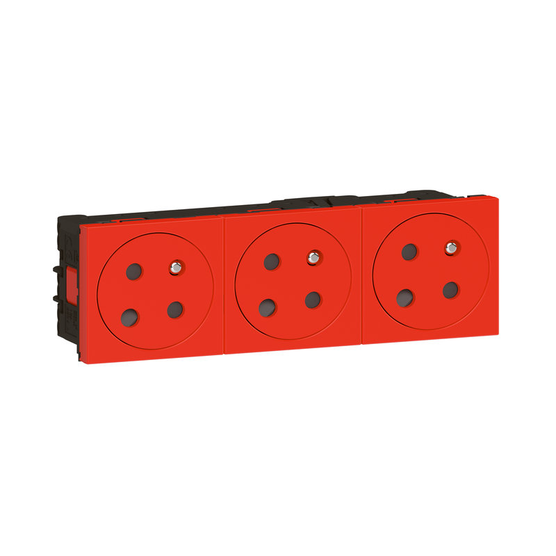 Legrand 077153L - Prise 3x2P+T détrompage Surface Mosaic Link à raccordement latéral 6 modules