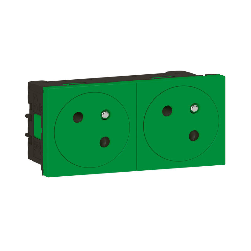 Legrand 077162L - Double prise 2P+T Surface Mosaic Link raccordement latéral 4 modules - vert