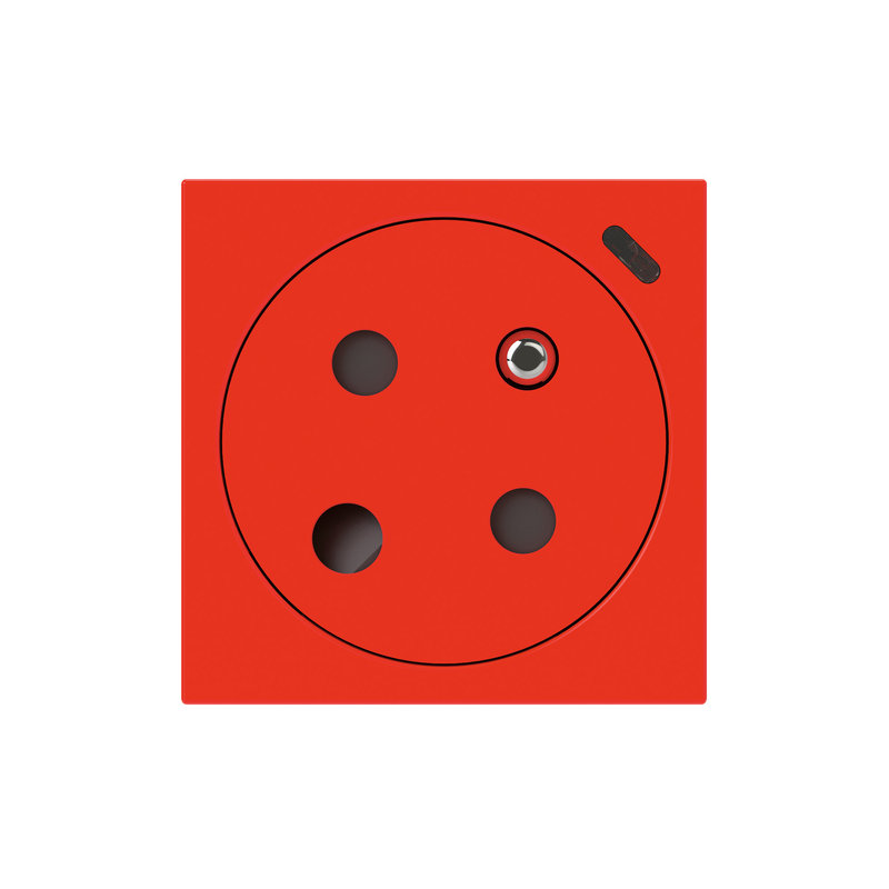 Legrand 077171L - Prise 2P+T Surface à voyant à détrompage Mosaic Link racc latéral 2 mod -rouge