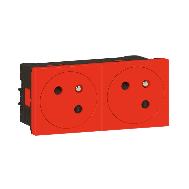 Legrand 077172L - Prise 2x2P+T Surface Mosaic Link à raccordement latéral 4 modules - rouge