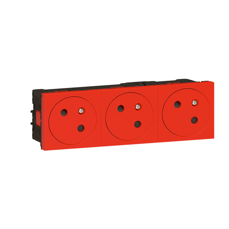 Legrand 077173L - Prise 3x2P+T Surface Mosaic Link à raccordement latéral 6 modules - rouge