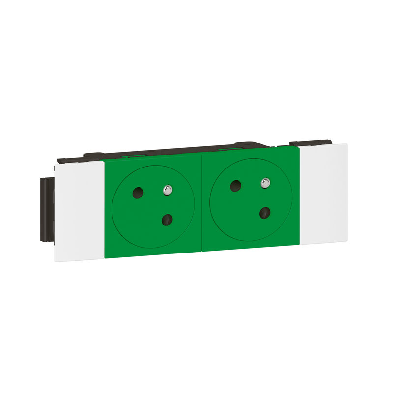 Legrand 077192L - Prise 2x2P+T Surface Mosaic Soluclip goulotte clippage direct 4 modules - vert