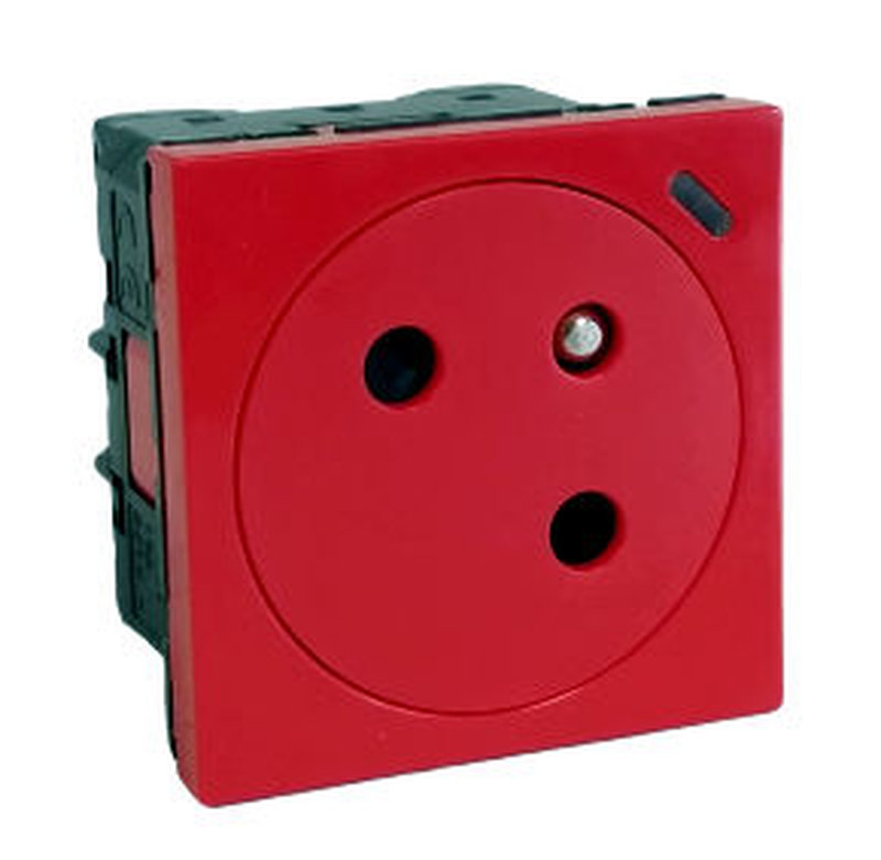 Legrand 077195L - Prise de courant 2P+T Surface à voyant Mosaic Link 2 mod - rouge antimicrobien