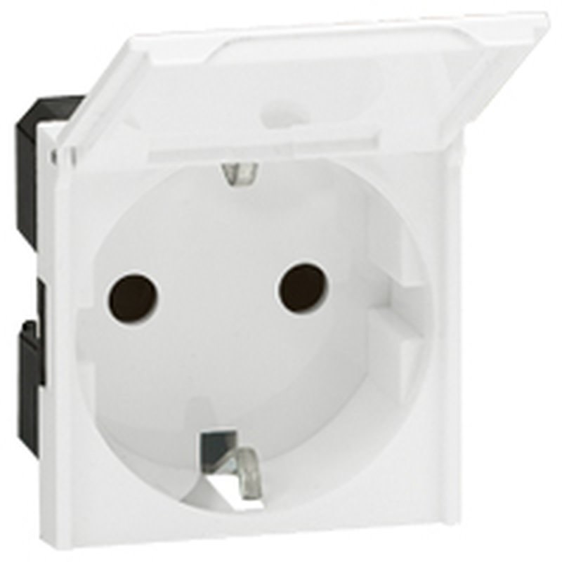 Legrand 077219 - Prise 2P+T standard germanique volet Mosaic à vis 2 modules -blanc antimicrobien