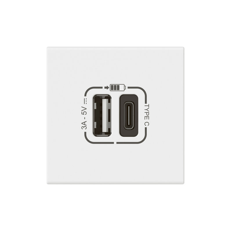 Legrand 077570L - Prise USB Type-A + USB Type-C 3A 15W Mosaic Link 230V - 2 modules blanc