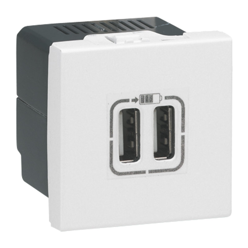 Legrand 077594 - Prises 2 USB Type-A 2,4A 5V= 12W Mosaic 2 modules 230V - blanc