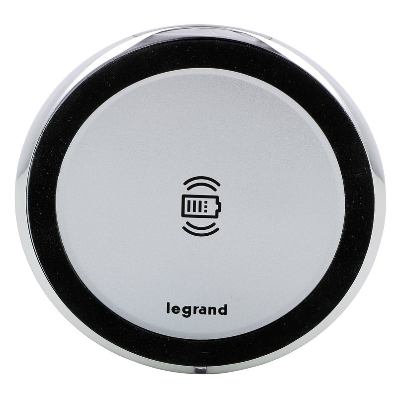 Legrand 077641L - Chargeur sans fil 15W rond diamètre 80mm - Aluminium