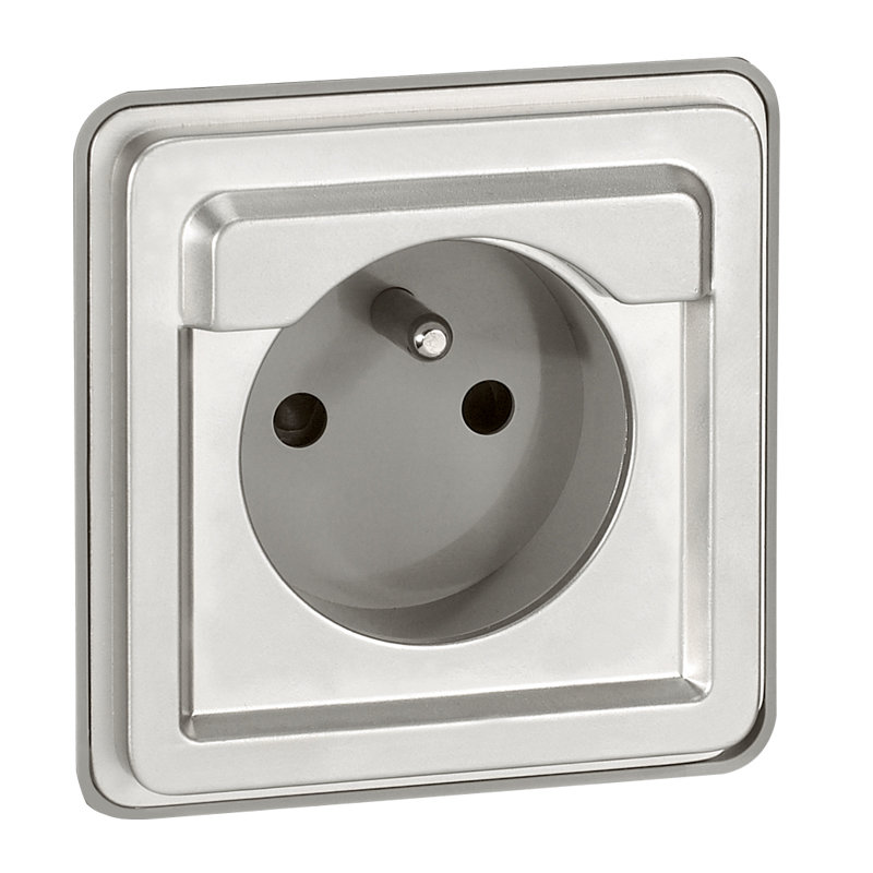 Legrand 077832 - Prise de courant 2P+T à puits français sans volet 16A 250V Soliroc IK10 IP20
