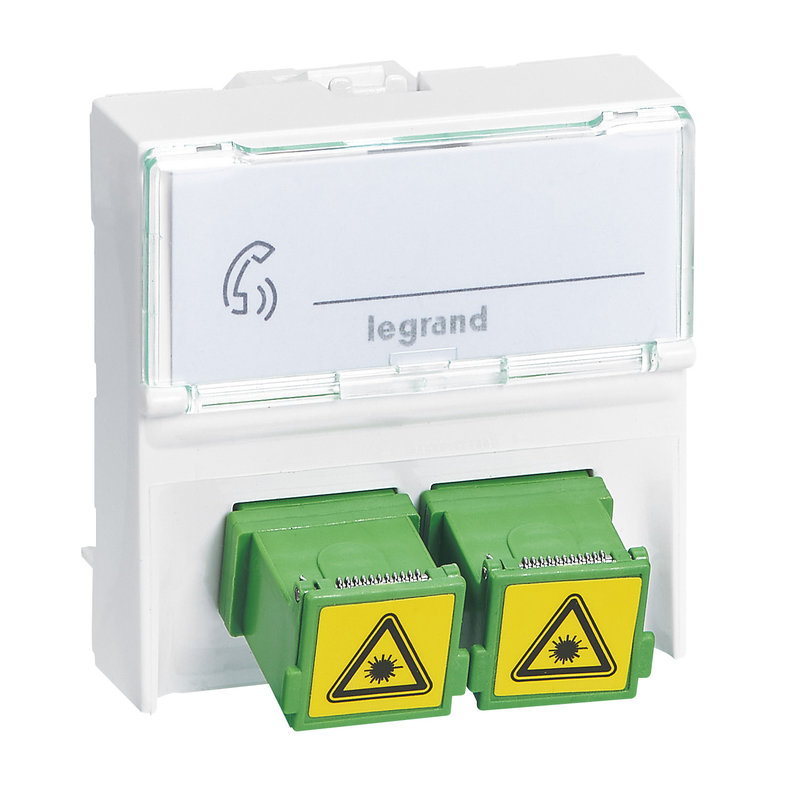 Legrand 078614 - Prise 2 traversées fibre optique SC/APC simplex Mosaic - 2 modules blanc