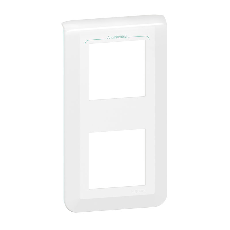 Legrand 078723L - Plaque de finition verticale Mosaic pour 2x2 modules blanc antimicrobien