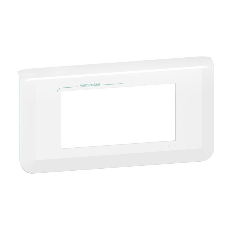 Legrand 078724L - Plaque de finition horizontale Mosaic pour 4 modules blanc antimicrobien