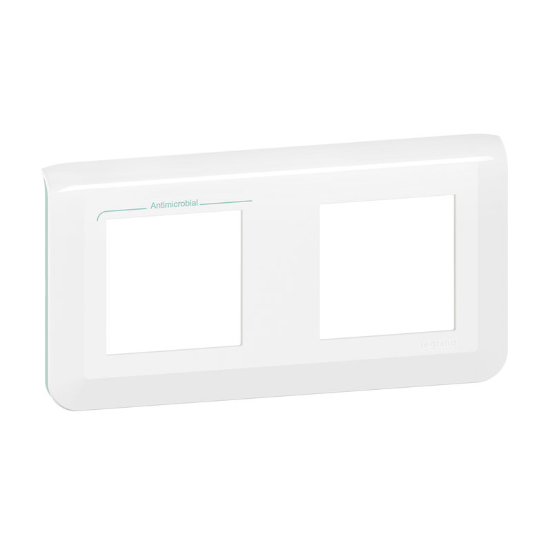 Legrand 078725L - Plaque de finition horizontale Mosaic pour 2x2 modules blanc antimicrobien