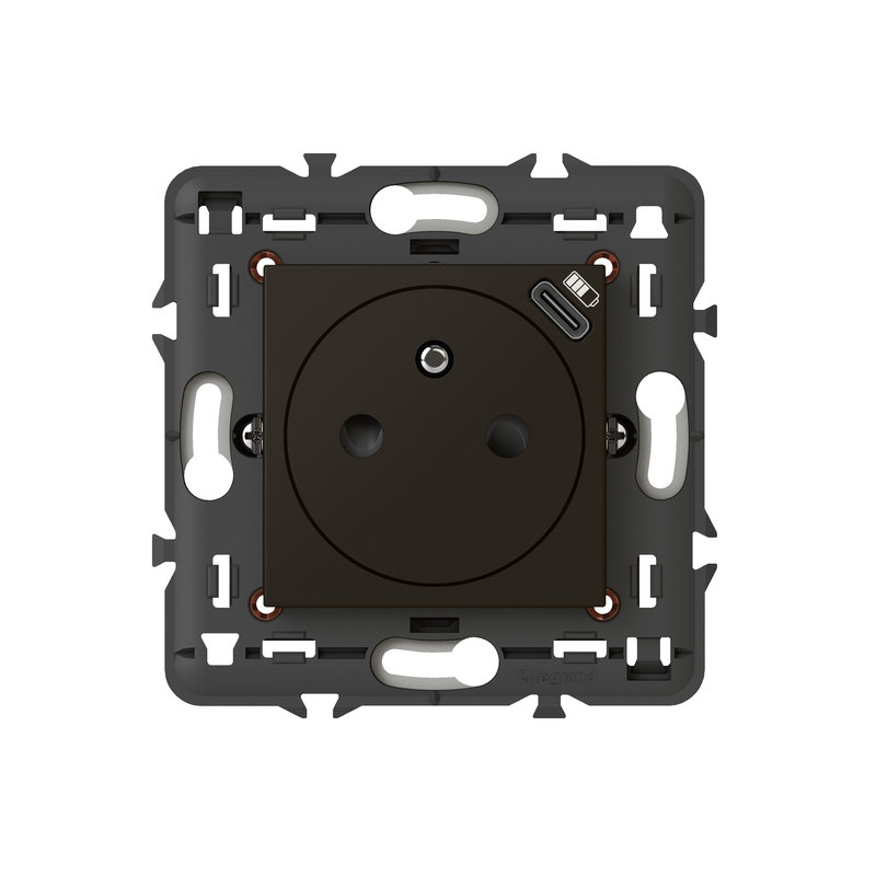 Legrand 079161L - Prises 2P+T Surface avec Prise USB Type-C Mosaic 2 modules avec support - noir