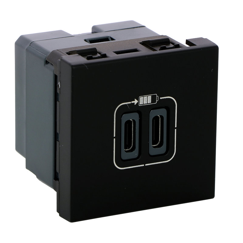 Legrand 079190L - Prises 2 USB Type-C 3A 5V= 15W Mosaic 2 modules 230V - noir