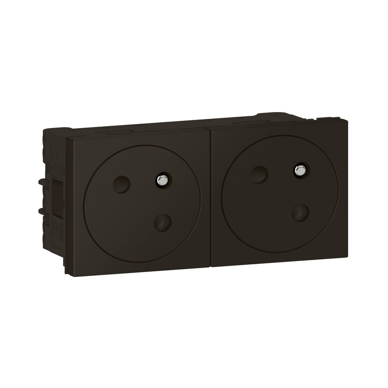 Legrand 079192L - Double prise 2P+T Surface Mosaic Link raccordement latéral 4 modules -noir mat