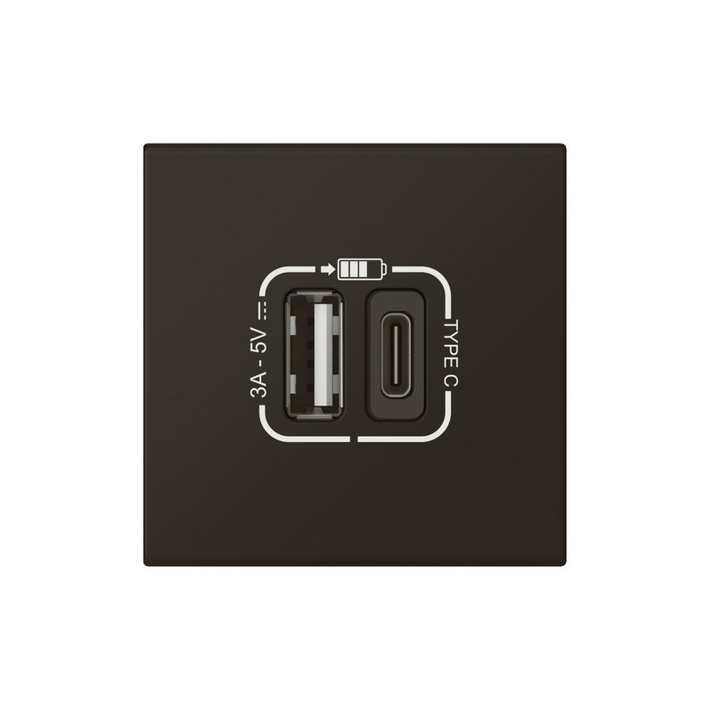 Legrand 079193L - Prise USB Type-A + USB Type-C 3A 15W Mosaic Link 230V - 2 modules noir mat