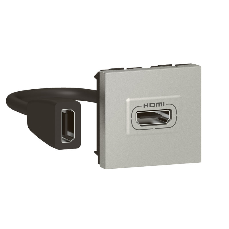 Legrand 079279L - Prise HDMI Type-A version 2.0 préconnectorisée Mosaic 2 modules - alu
