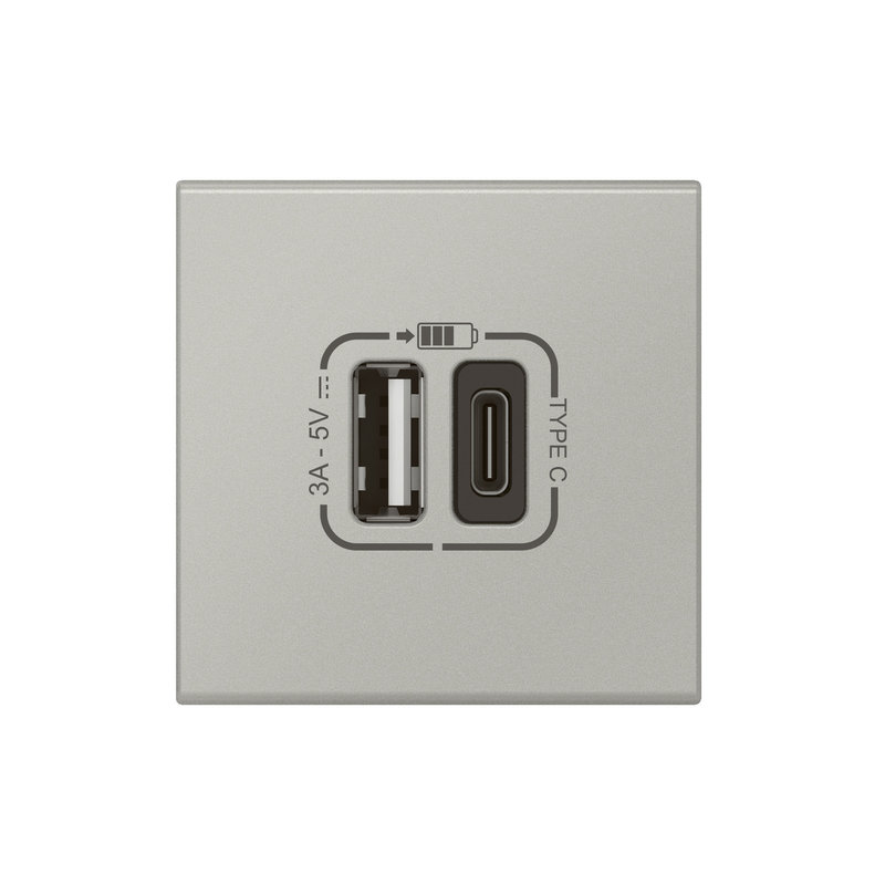 Legrand 079293L - Prise USB Type-A + USB Type-C 3A 15W Mosaic Link 230V - 2 modules noir alu
