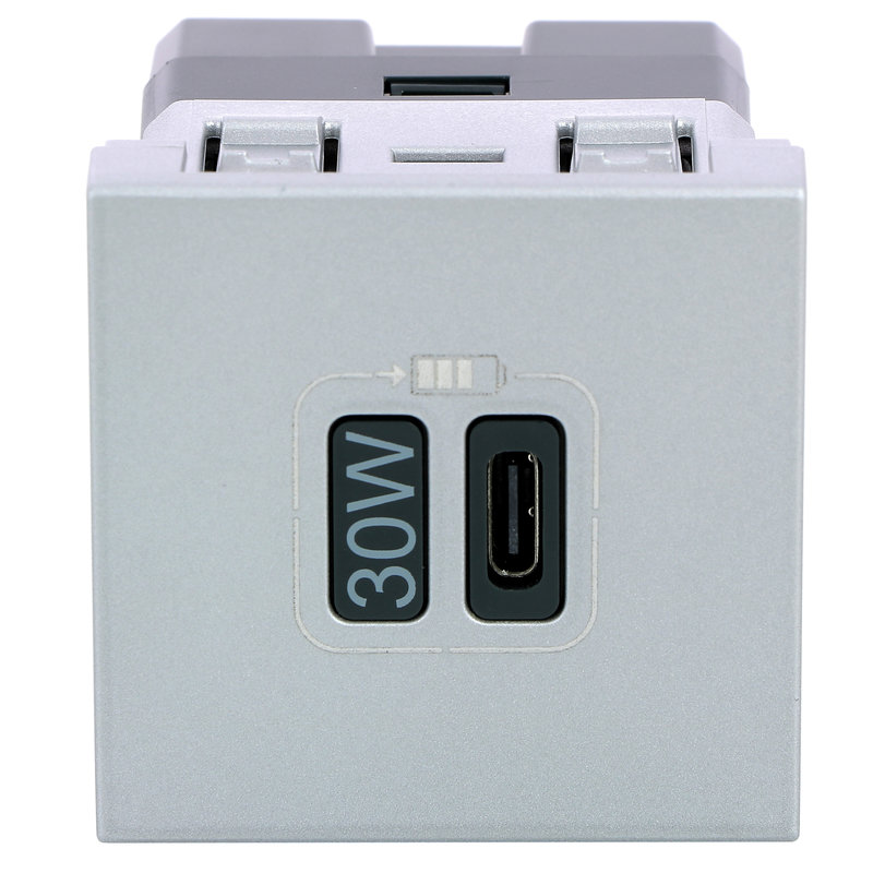 Legrand 079385L - Prise simple USB Mosaic Type-C 3A 30W power delivery 2 modules - alu