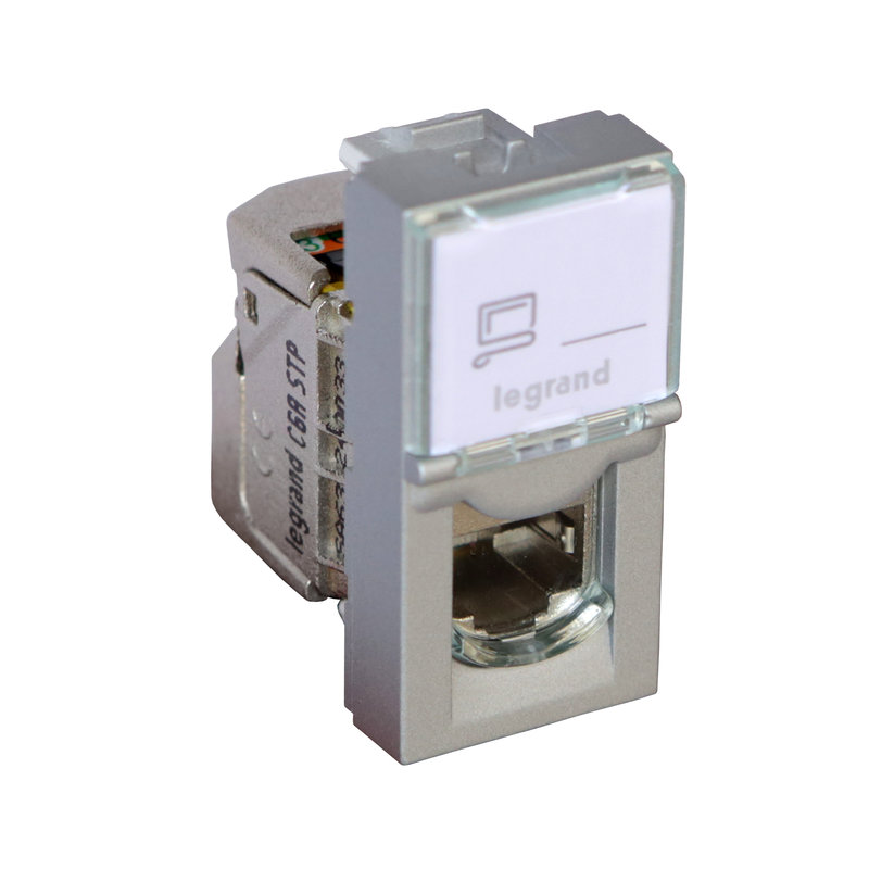 Legrand 079473 - Prise RJ45 catégorie 6A STP à blindage métal Mosaic 1 module - alu