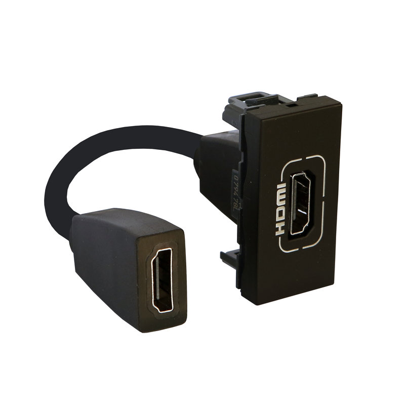 Legrand 079478L - Prise HDMI Type-A version 2.0 préconnectorisée Mosaic 1 module - noir mat