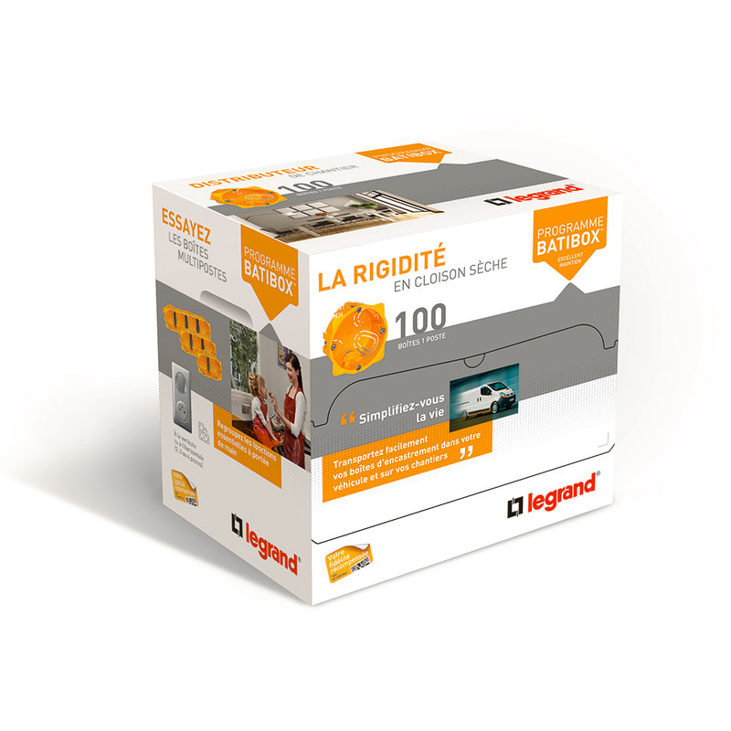 Legrand 080009 - Distributeur de 100 boîtes pour cloisons sèches Batibox profondeur 50mm